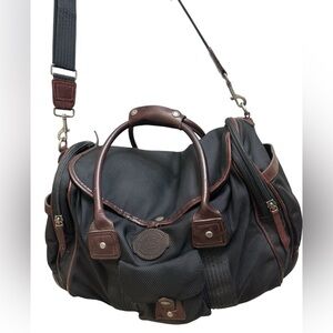 Vintage Filson Heritage Black Nylon Duffle Bag Leather Trim Medium